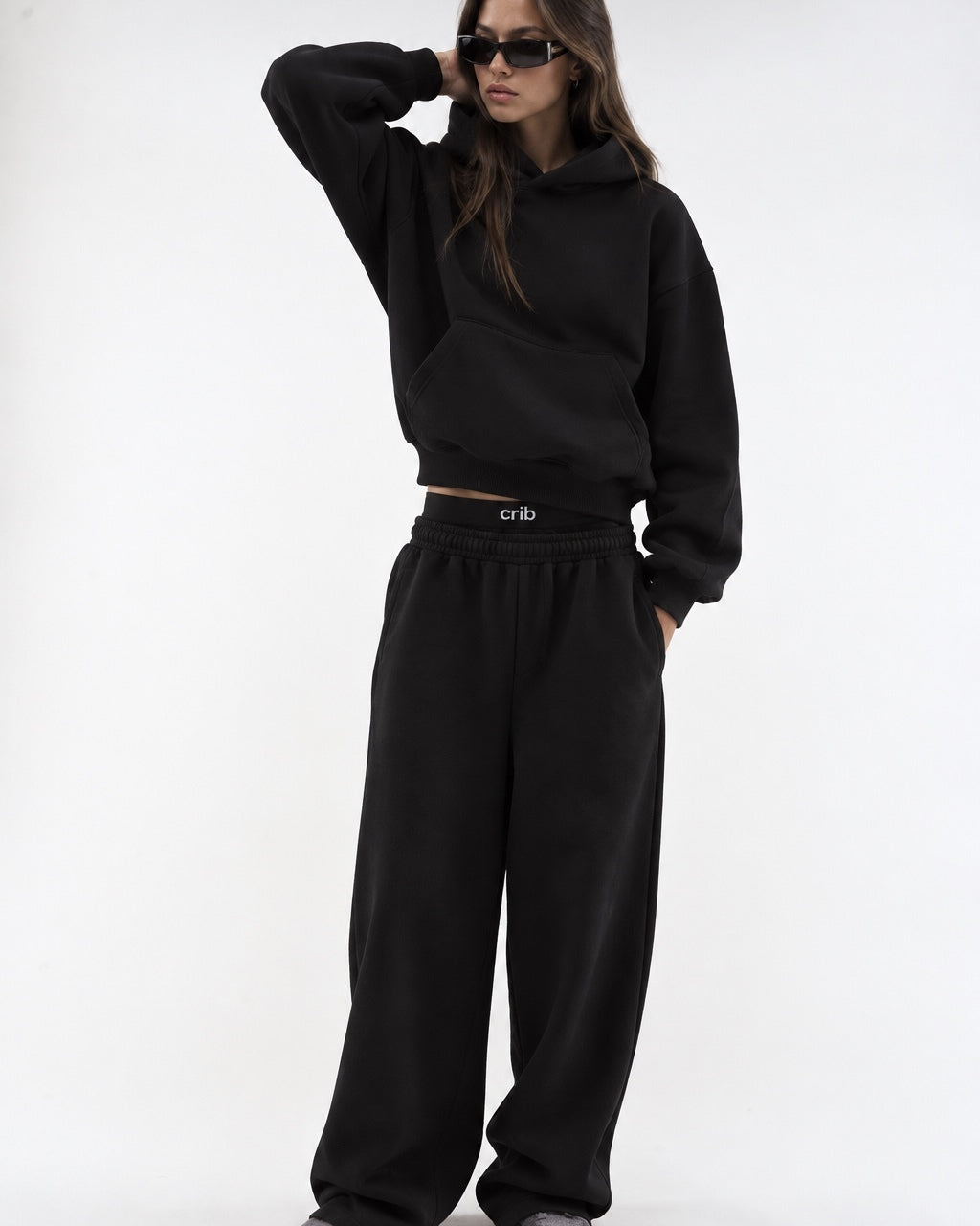 "Unisex black relaxed uncuffed" sweatpants