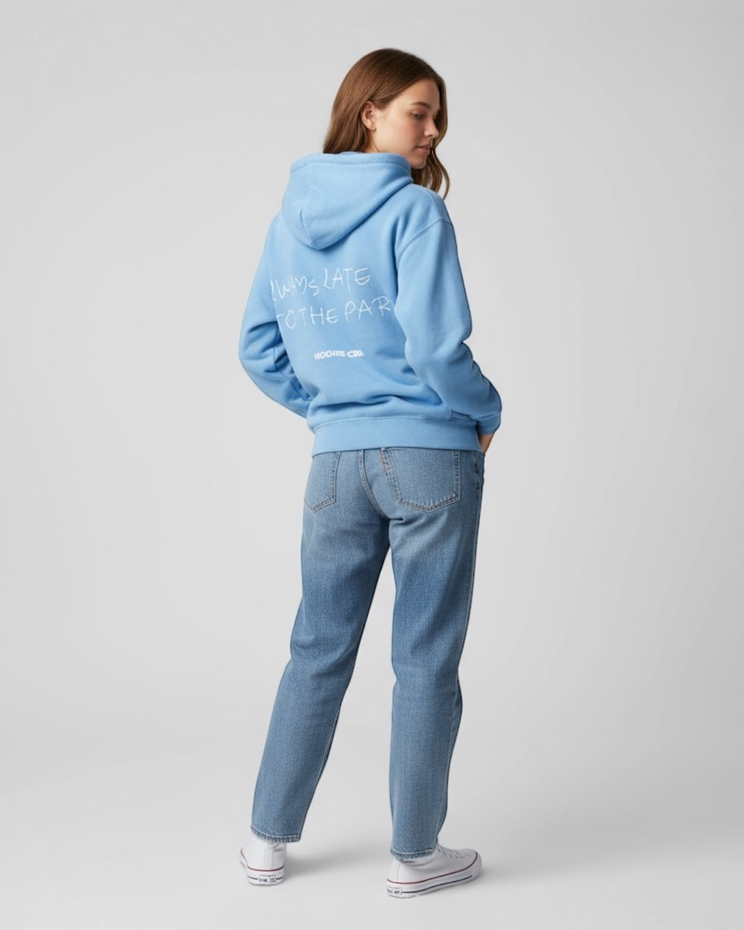 "Always late to the party" zip-up hoodie