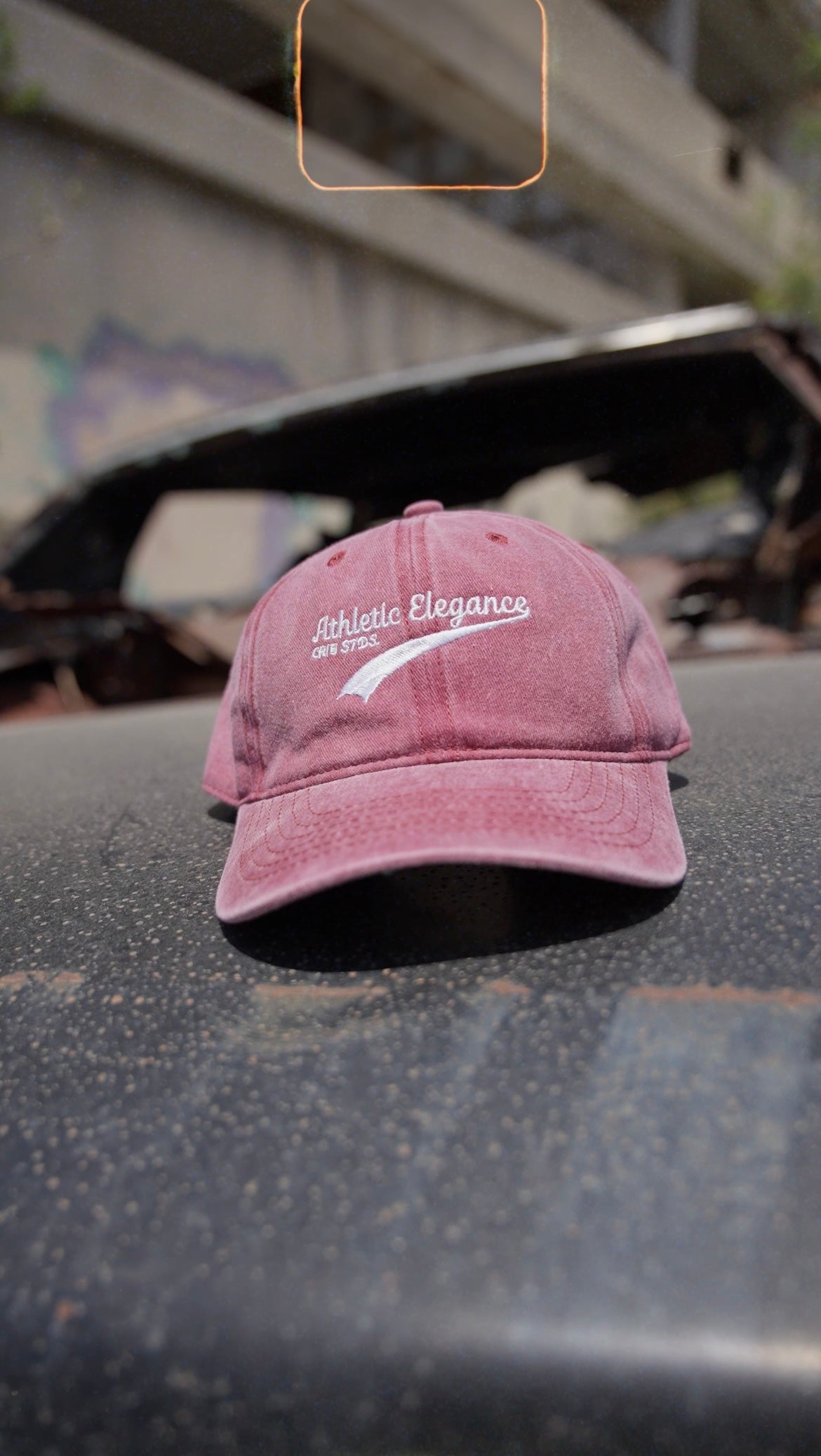"Athletic Elegenace" Burgundy acid washed cap