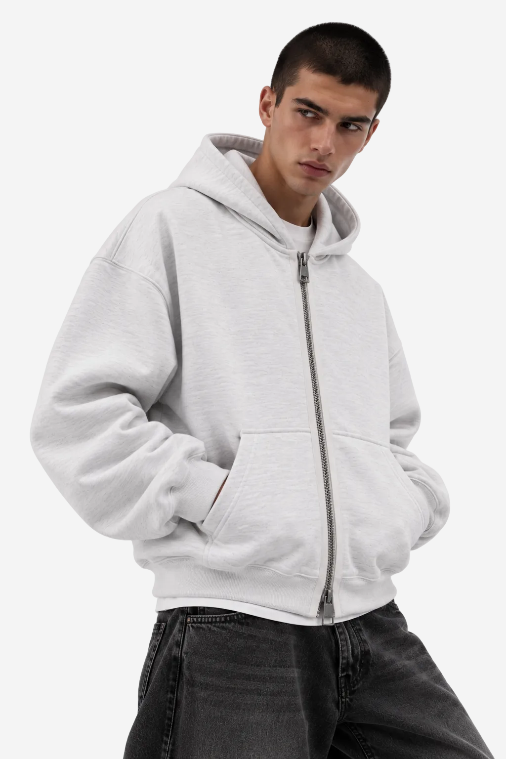 "Basic Heather grey" zip-up