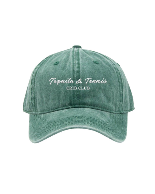 "Tequilla & Tennis" Green cap acid washed