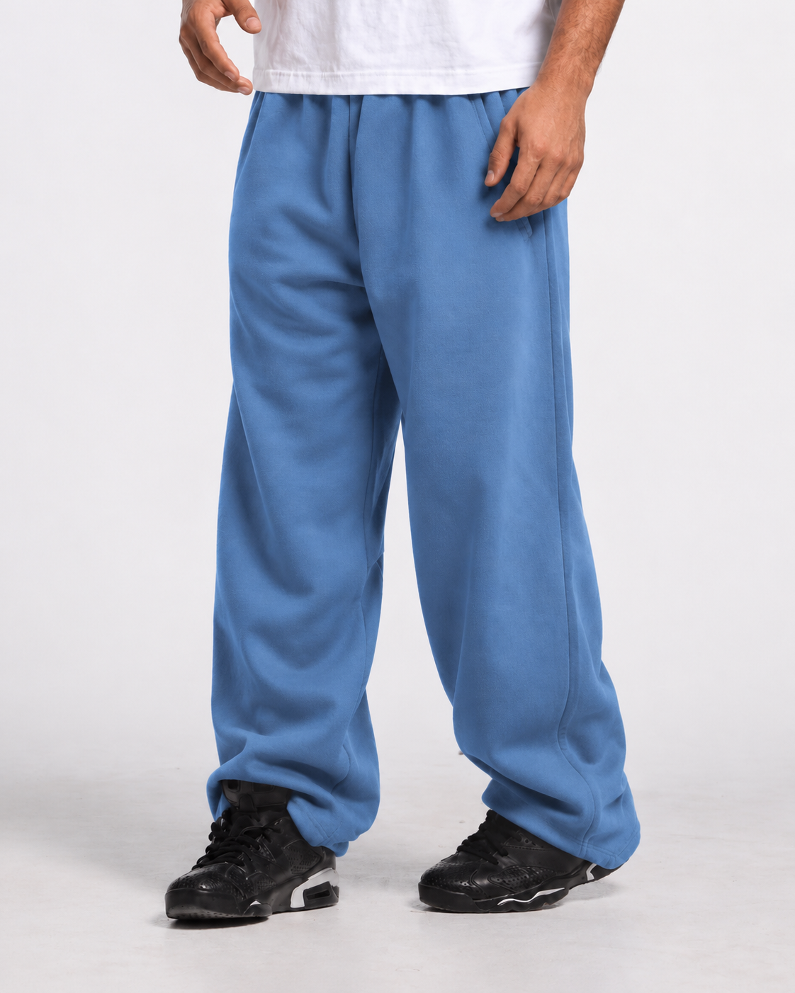 "Unisex dusty blue relaxed uncuffed" sweatpants