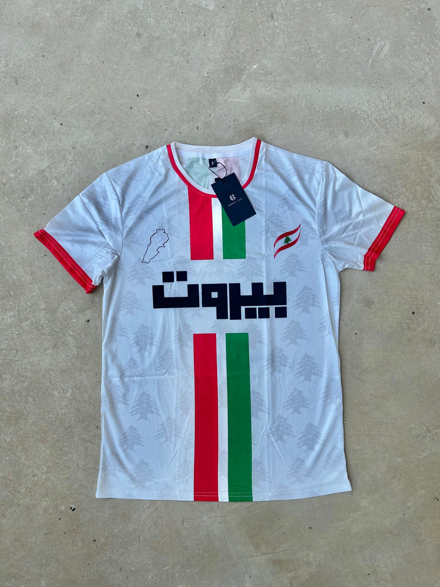 "Lebanese Streetwear Jersey" half-sleeve white