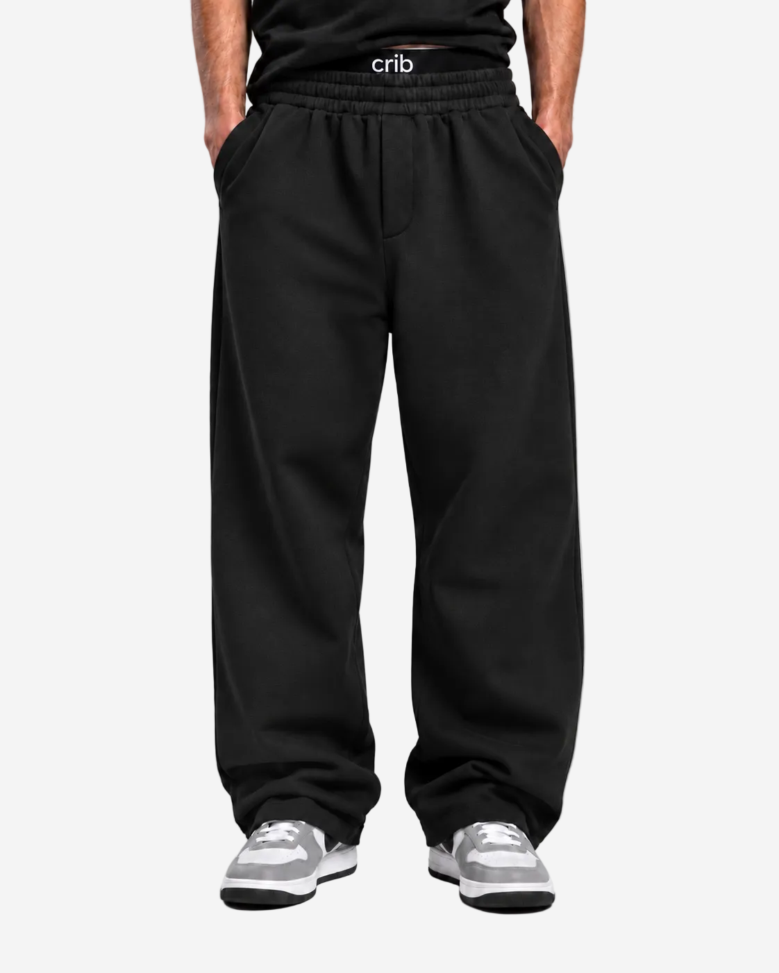 "Unisex black relaxed uncuffed" sweatpants