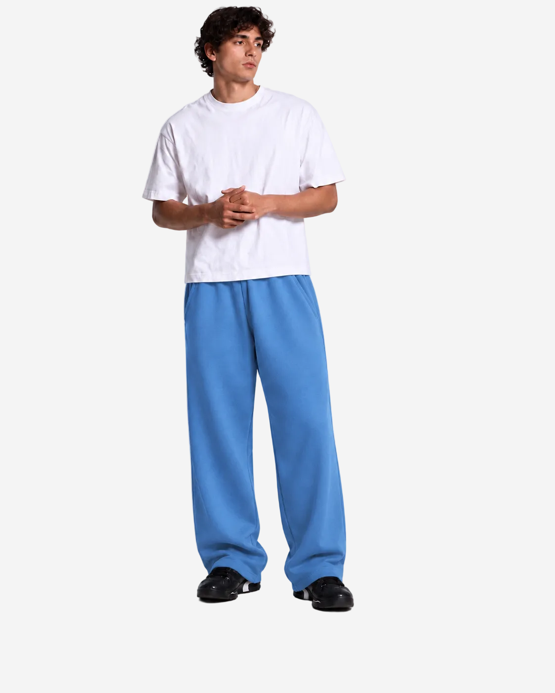 "Unisex dusty blue relaxed uncuffed" sweatpants
