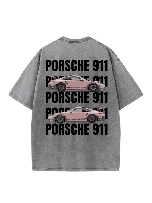 "Long Porsche Pink" Acid Washed Oversized t-shirt