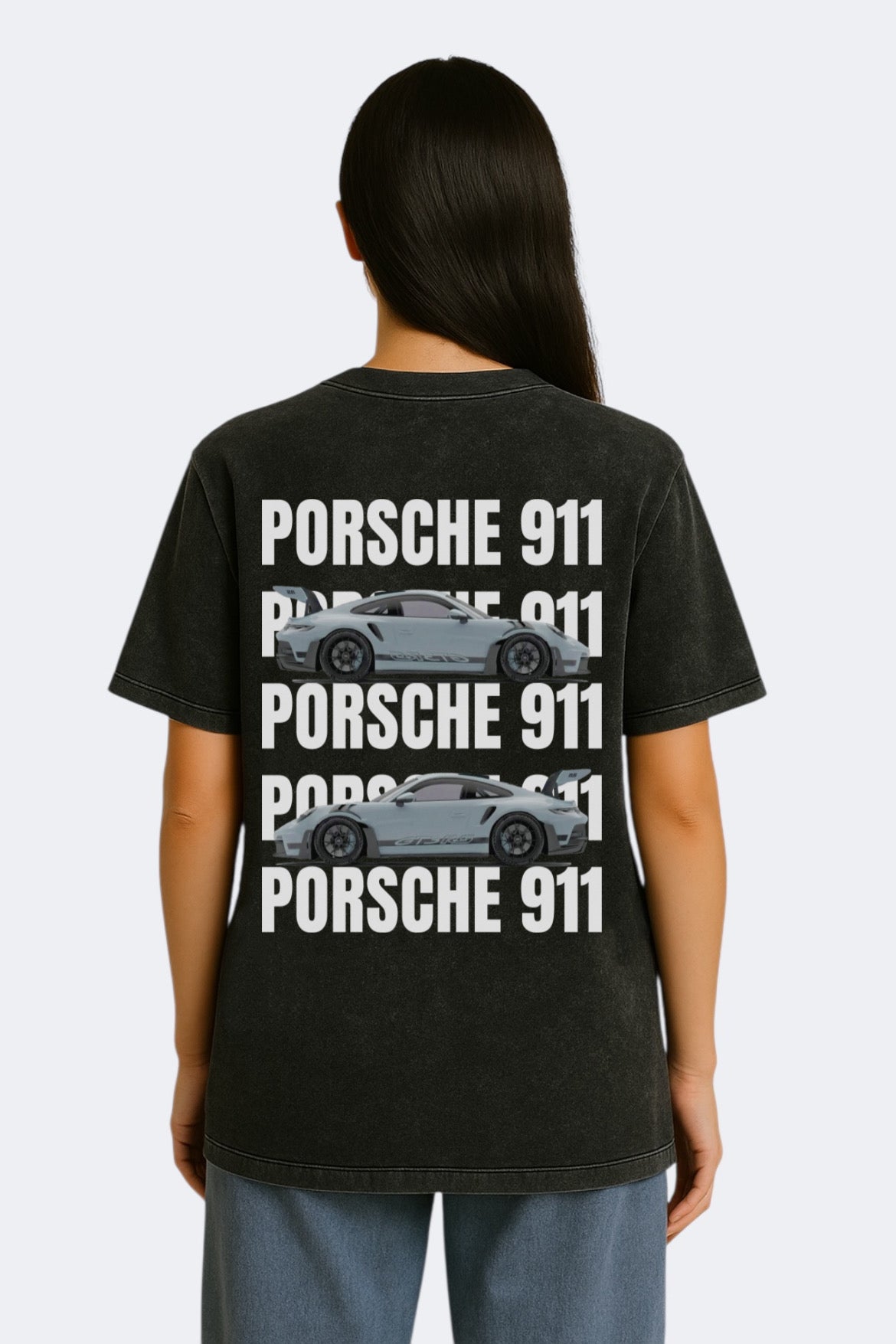 "Long Porsche Blue" Acid Washed Oversized t-shirt