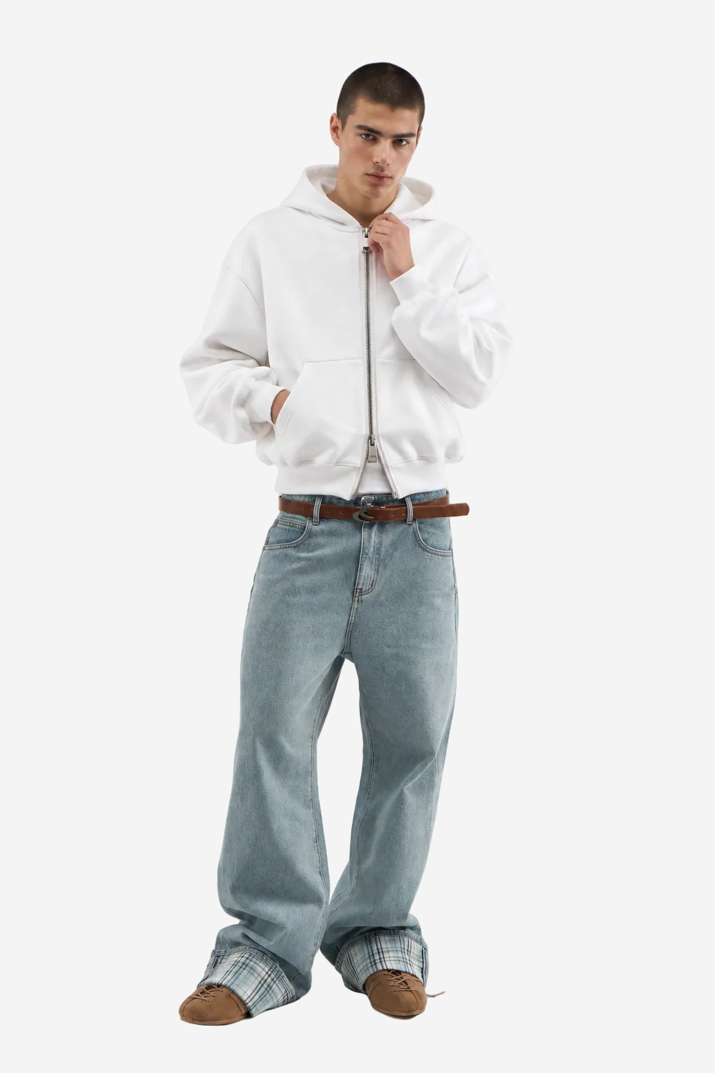 "Basic white" zip-up