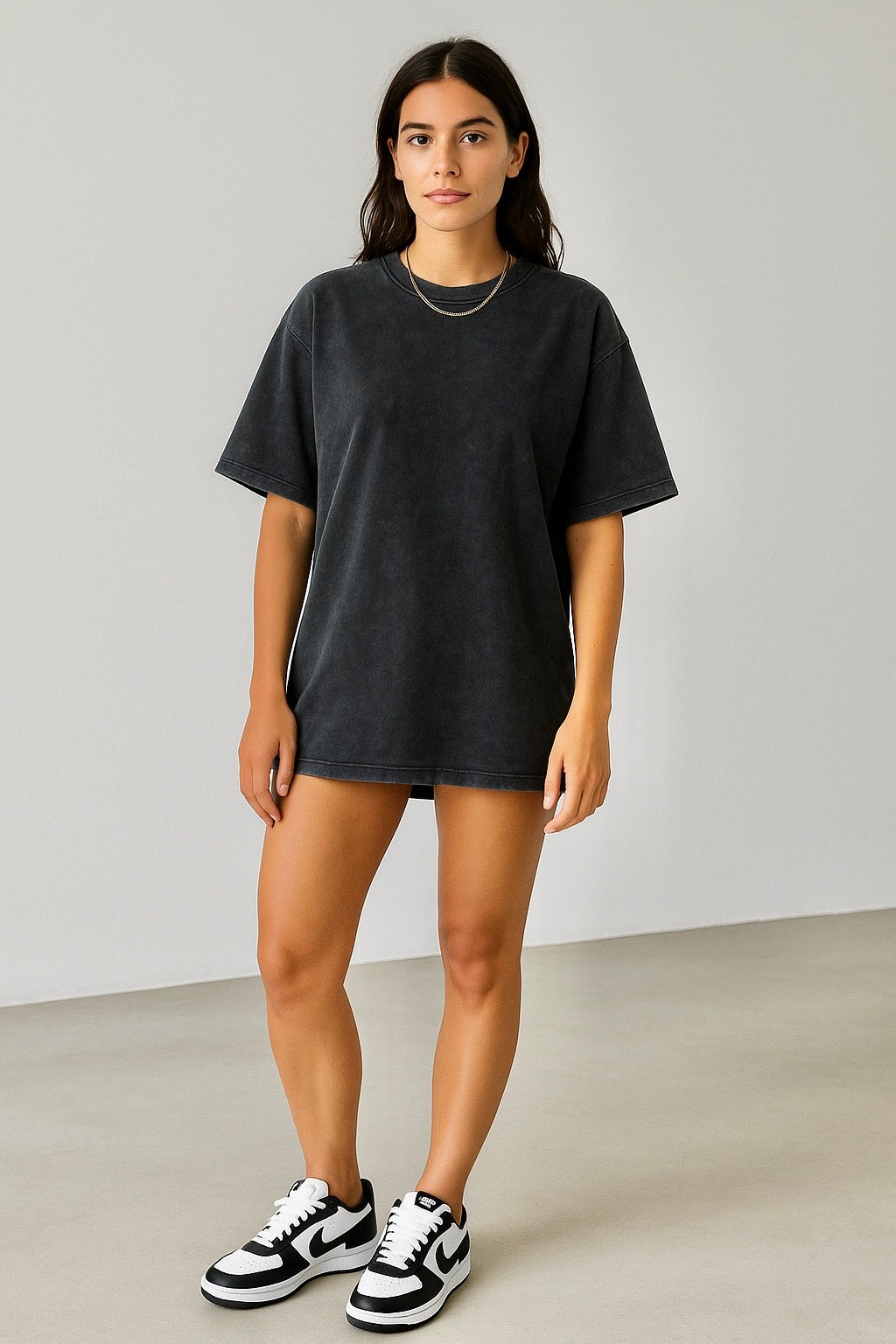 "Premium Basic Black Acid Washed Oversized" t-shirt