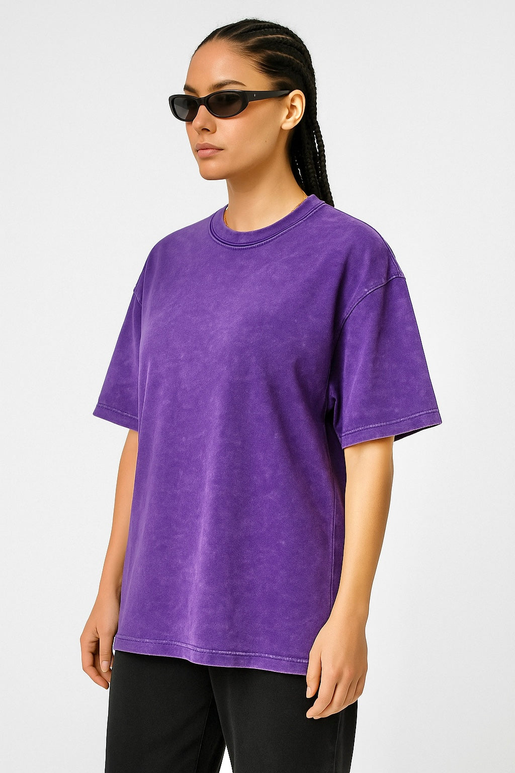 "Premium Basic Purple Acid Washed Oversized" t-shirt