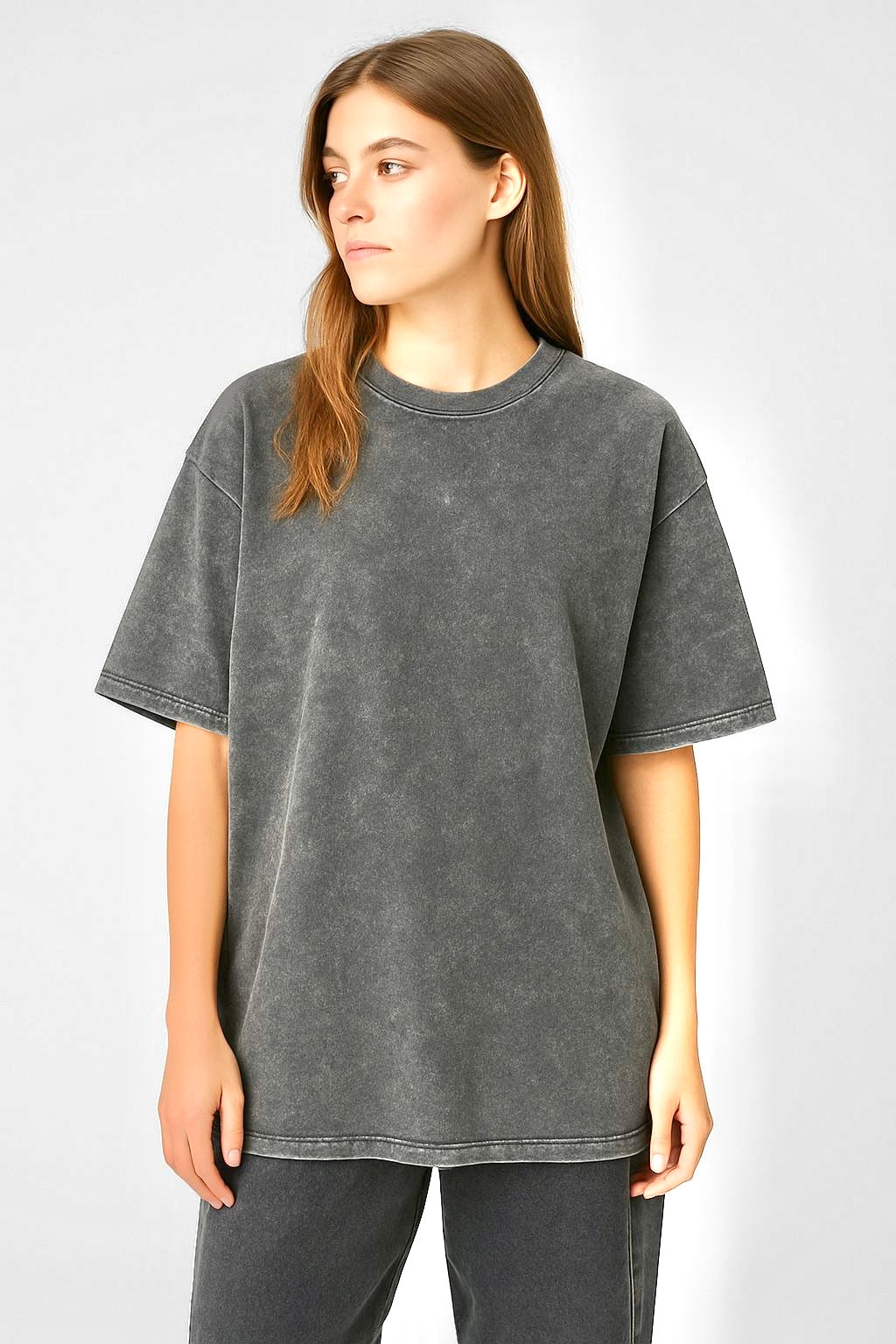"Premium Basic Grey Acid Washed Oversize" t-shirt