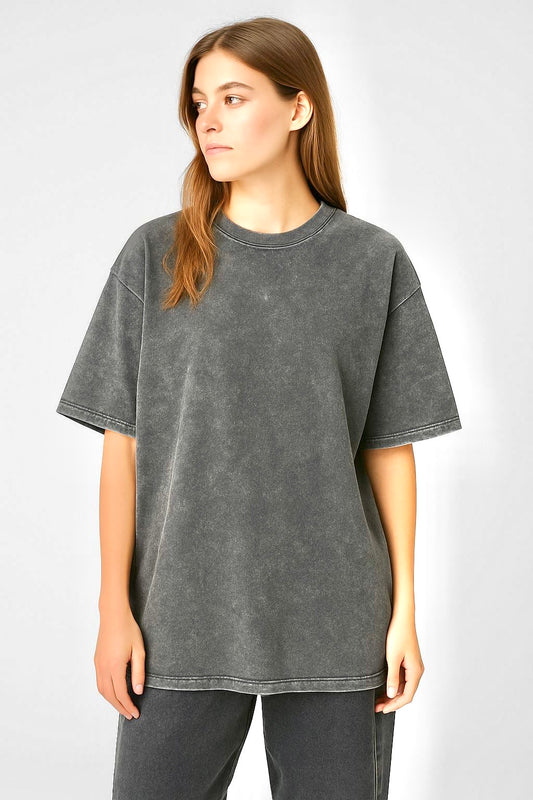 "Premium Basic Grey Acid Washed Oversize" t-shirt