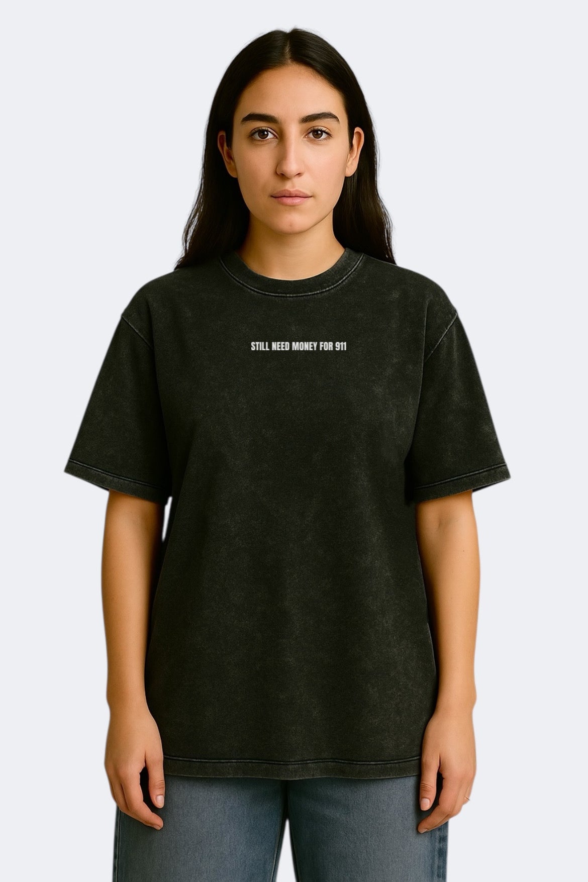 "Long Porsche Blue" Acid Washed Oversized t-shirt