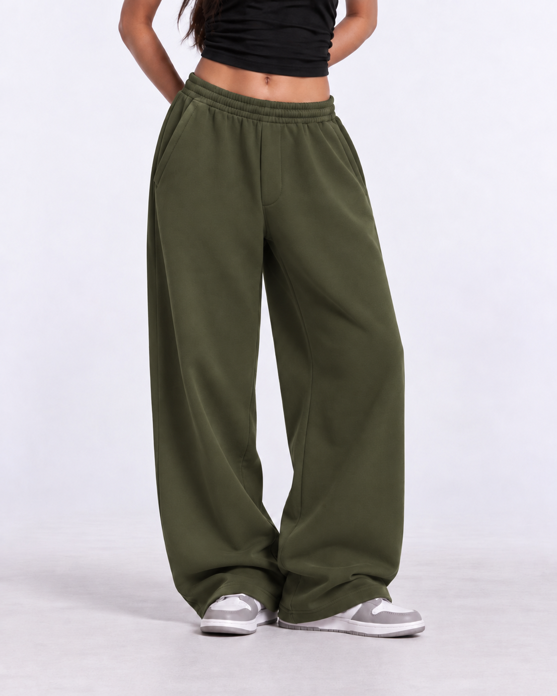 "Olive relaxed uncuffed" sweatpants