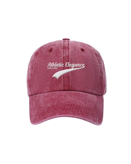 "Athletic Elegenace" Burgundy acid washed cap