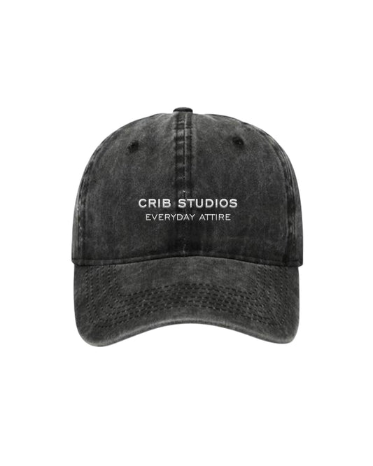 "Crib Studios" Black cap acid washed