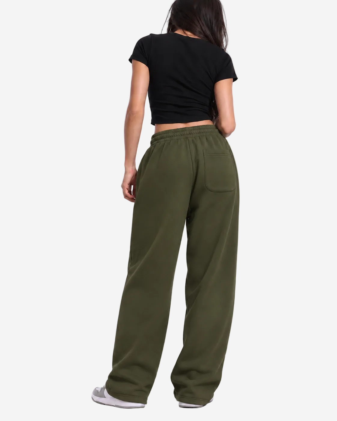 "Unisex olive green relaxed uncuffed" sweatpants