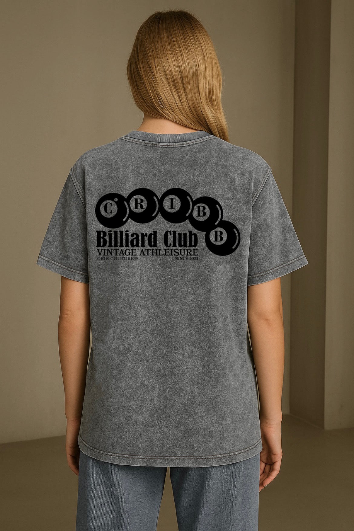 "Billiard Club" Acid Washed Oversized t-shirt