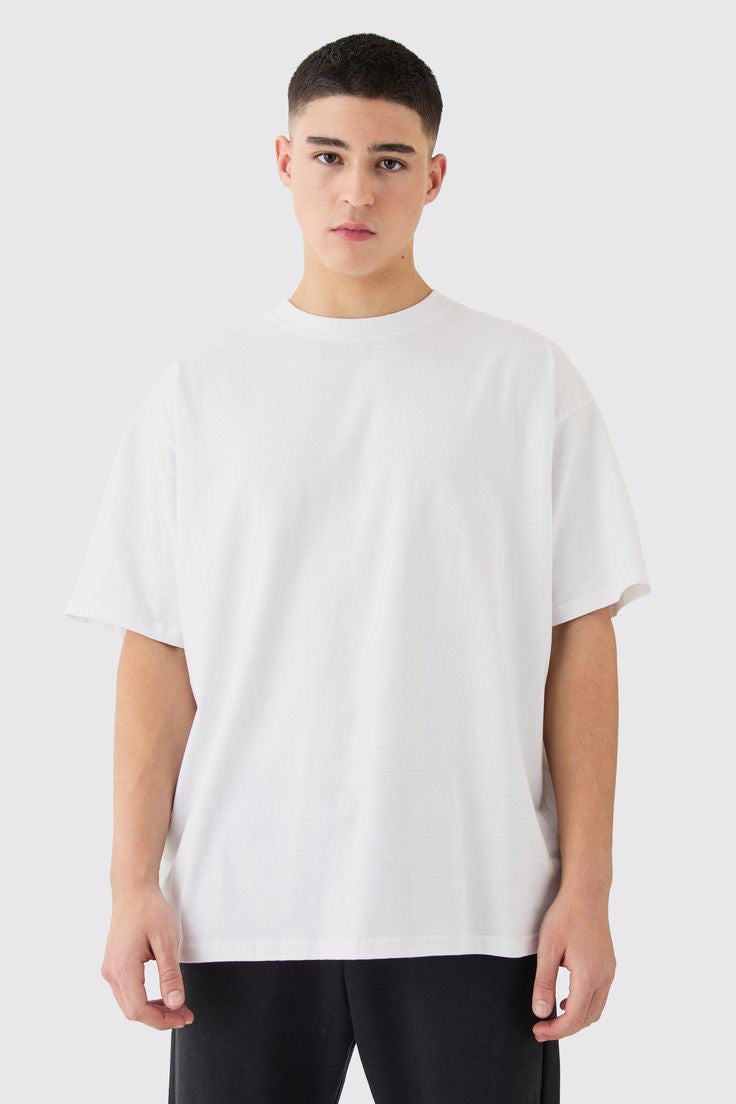 "Premium Oversized Basic White" (long-sleeve) t-shirt