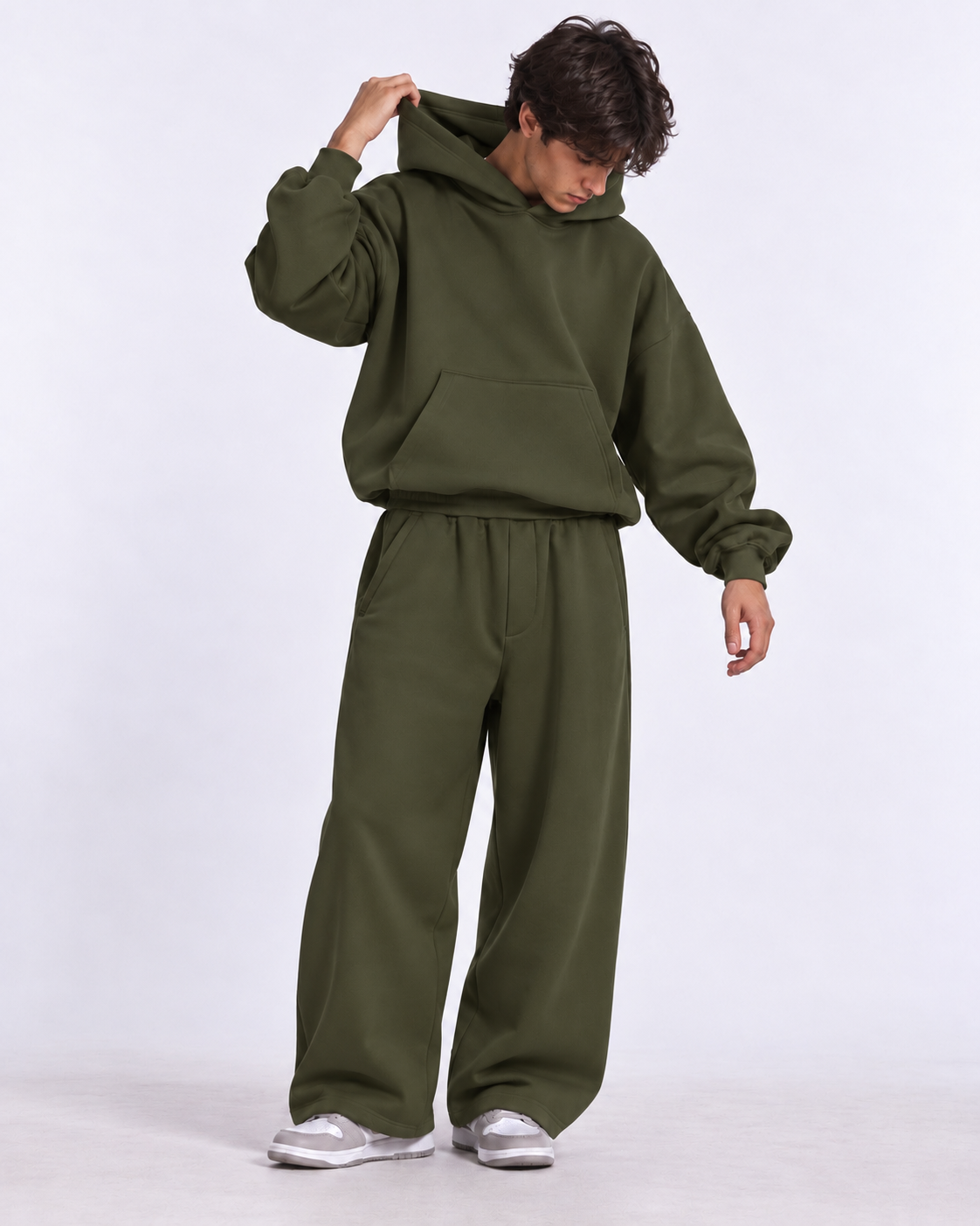 "Olive relaxed uncuffed" sweatpants