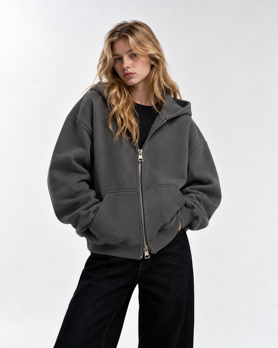 "Basic grey" zip-up