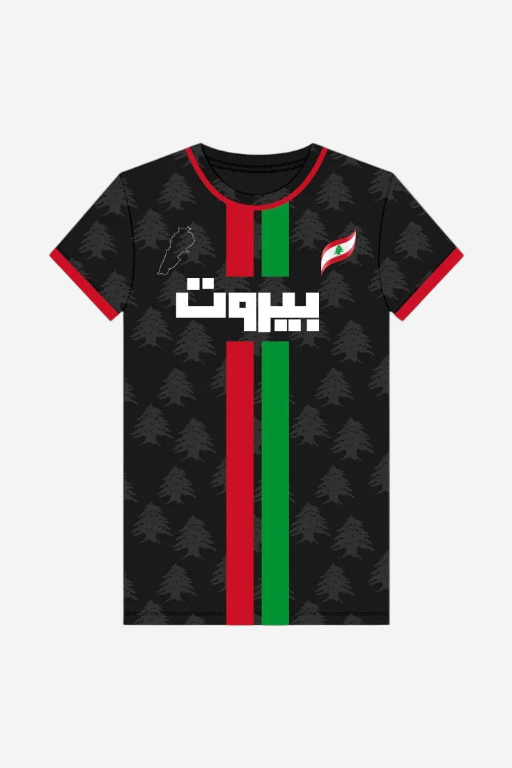 "Lebanese Streetwear Jersey" half-sleeve black