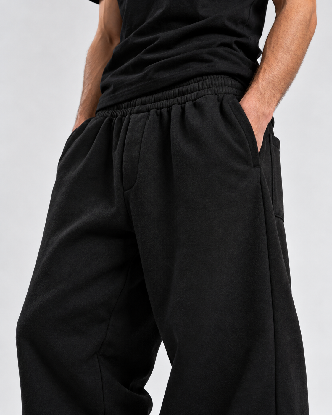 "Black relaxed uncuffed" sweatpants