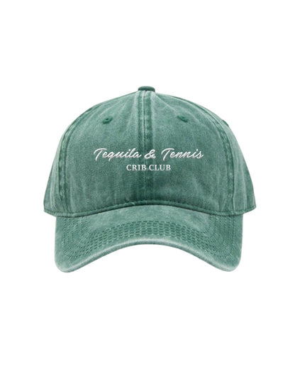 "Tequilla & Tennis" Green cap acid washed