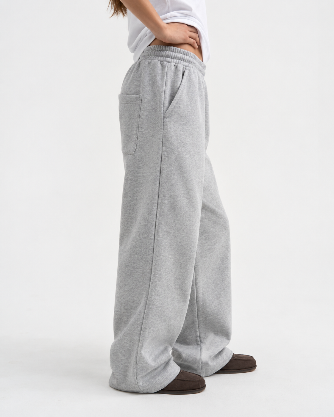 "Grey relaxed uncuffed" sweatpants