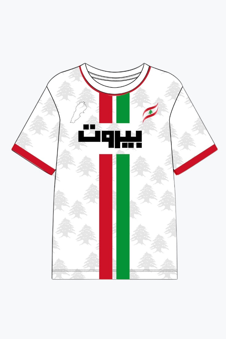 "Lebanese Streetwear Jersey" half-sleeve white