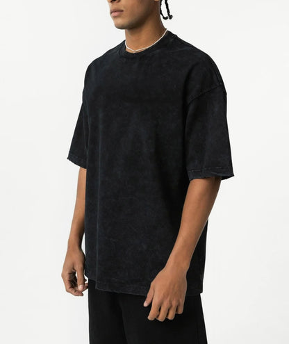 "Premium Basic Black Acid Washed Oversized" t-shirt