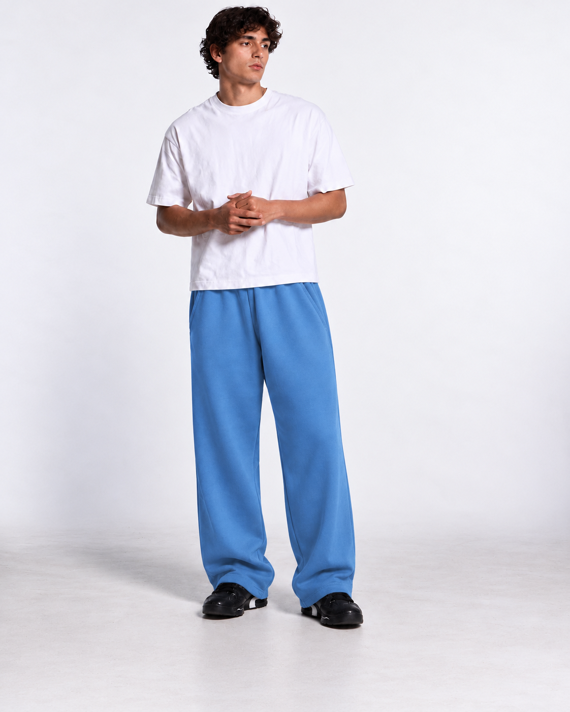 "Unisex dusty blue relaxed uncuffed" sweatpants