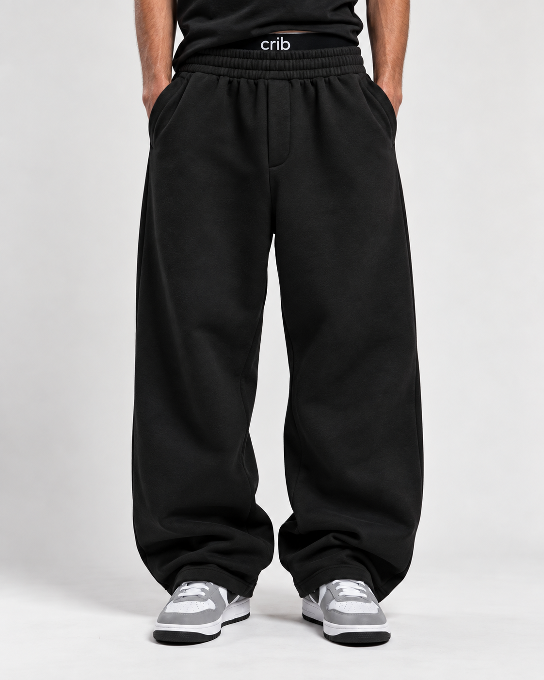 "Black relaxed uncuffed" sweatpants
