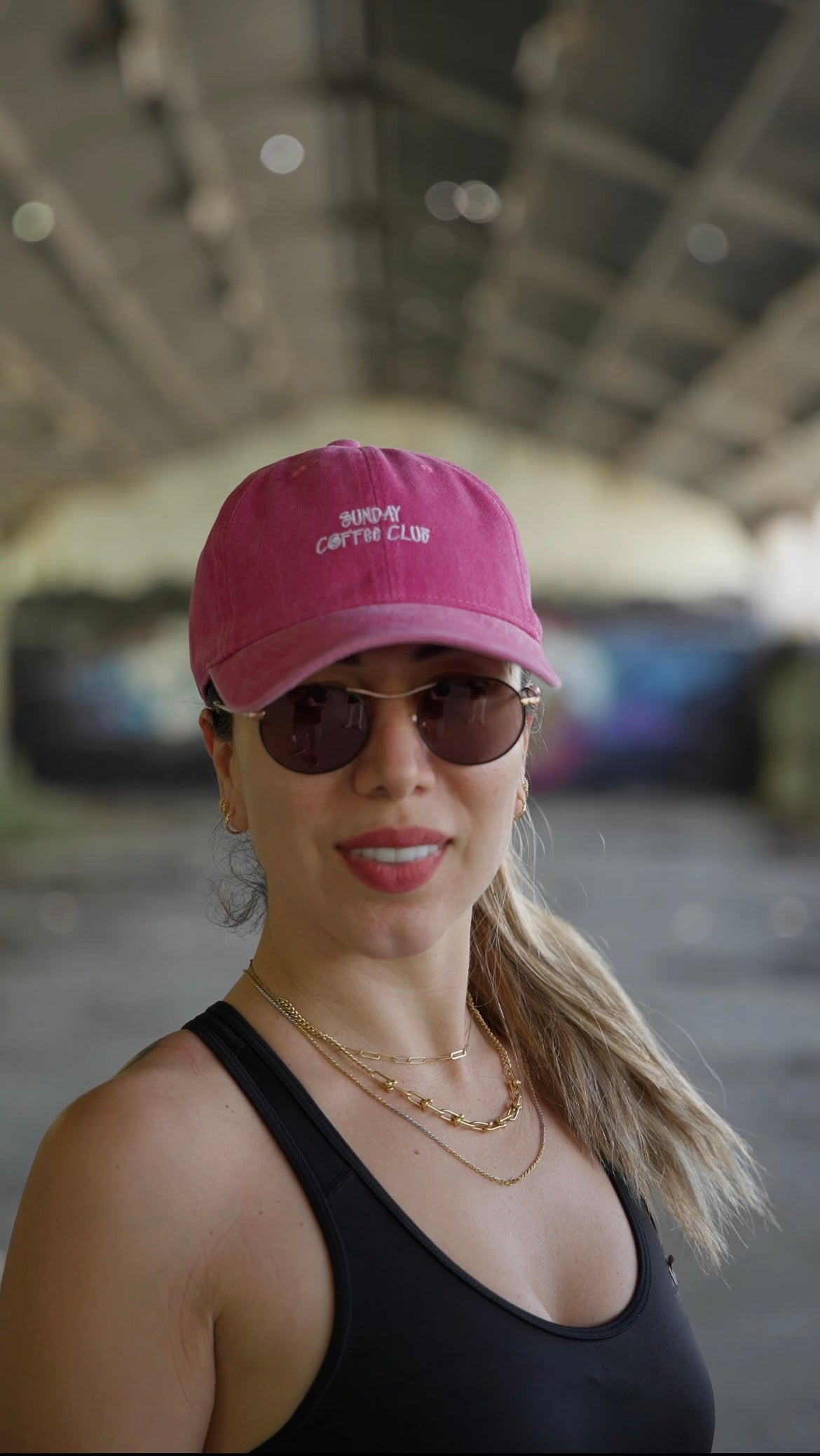 "Sunday Coffee Club" Pink Cap acid washed