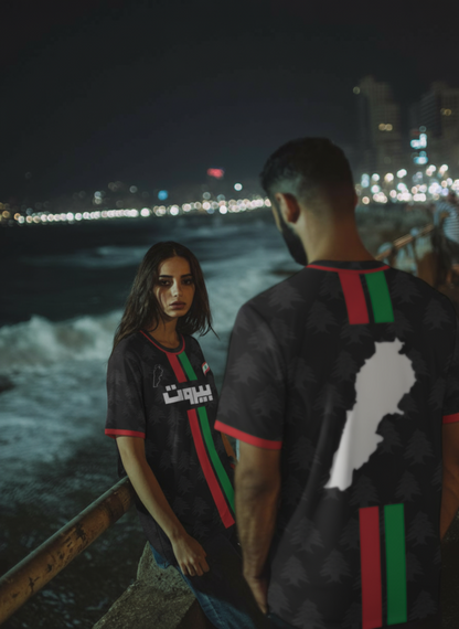 "Lebanese Streetwear Jersey" half-sleeve black