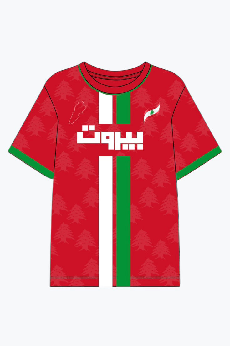 "Lebanese Streetwear Jersey" half-sleeve red