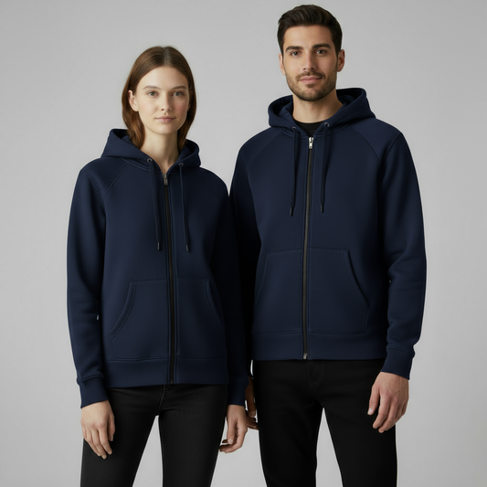 "Unisex Basic Navy" zip-up hoodie