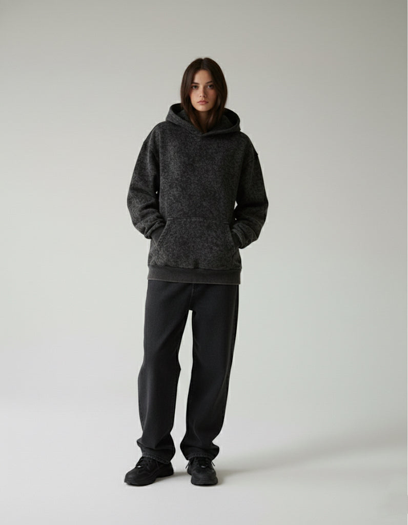 "Unisex Basic Acid-Washed Black" hoodie