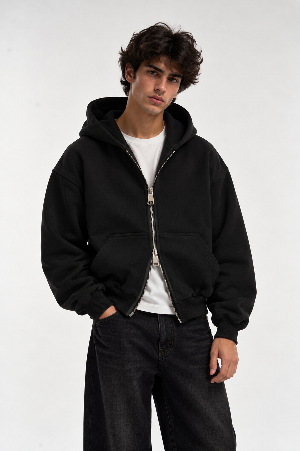 "Basic Black" zip-up