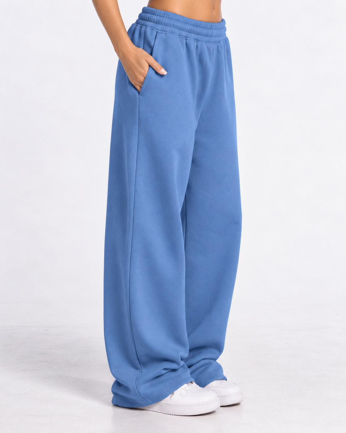"Blue relaxed uncuffed" sweatpants