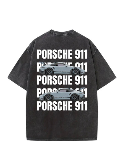 "Long Porsche Blue" Acid Washed Oversized t-shirt