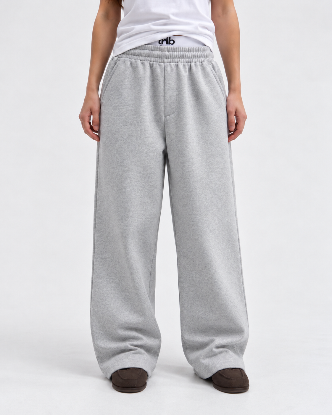 "Unisex heather grey relaxed uncuffed" sweatpants