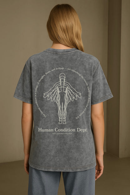"Human Condition" Oversized Acid Washed t-shirt