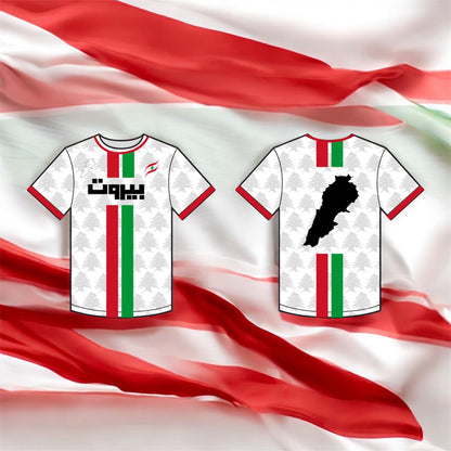 "Lebanese Streetwear Jersey" half-sleeve white