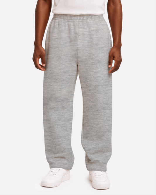 "Unisex Uncuffed Basic Light Heather Grey" sweatpants