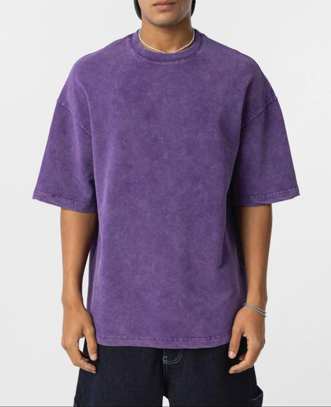 "Premium Basic Purple Acid Washed Oversized" t-shirt