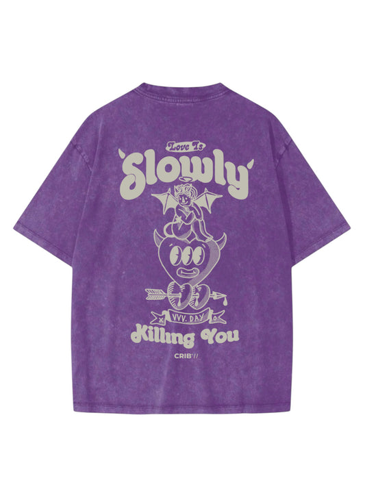 "Love Is Killing You" Acid Washed Oversized t-shirt