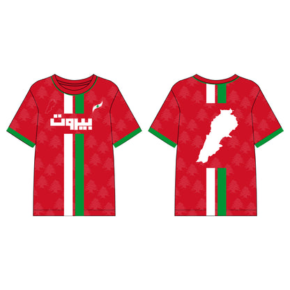 "Lebanese Streetwear Jersey" half-sleeve red