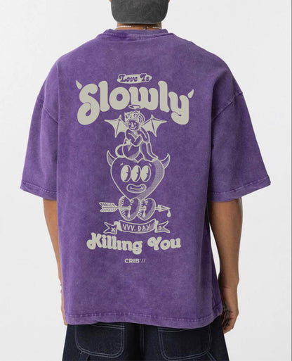 "Love Is Killing You" Acid Washed Oversized t-shirt