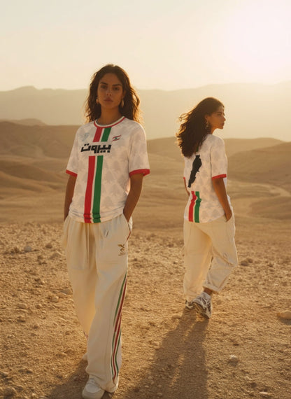 "Lebanese Streetwear Jersey" half-sleeve white